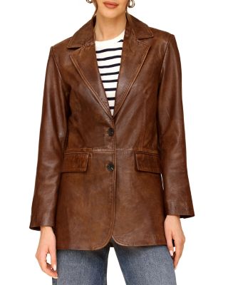 Leather Relaxed Single Breasted Blazer