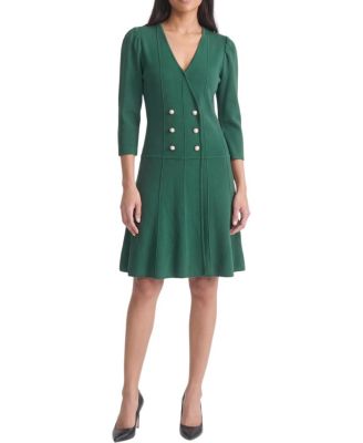 Ming Wang A-Line Faux Wrap Soft Knit Dress