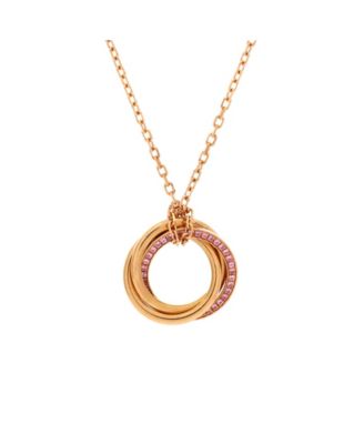 Pre-Owned Cartier Trinity Pendant Necklace 18K Rose Gold with Pave Pink Sapphires