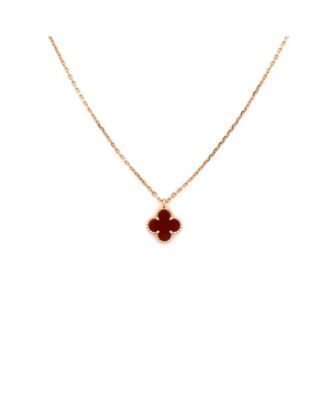 Pre-Owned Van Cleef & Arpels Sweet Alhambra Pendant Necklace 18K Rose Gold and Carnelian
