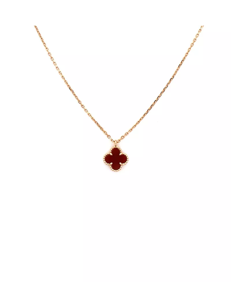 Pre-Owned Van Cleef & Arpels Sweet Alhambra Pendant Necklace 18K Rose Gold and Carnelian