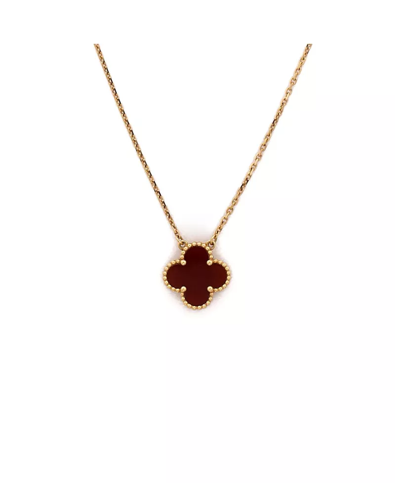 Pre-Owned Van Cleef & Arpels Vintage Alhambra Pendant Necklace 18K Gold and Carnelian
