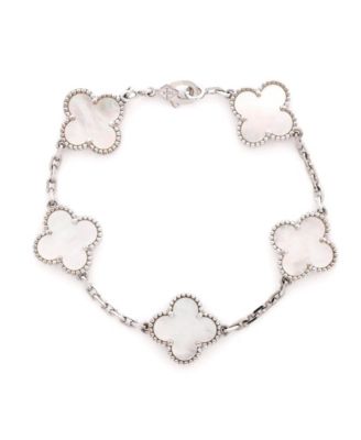  Vintage Alhambra 5 Motifs Bracelet 18K White Gold and Mother of Pearl