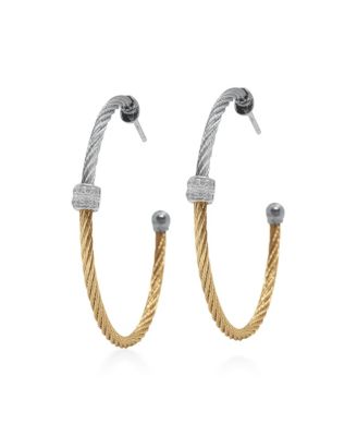  Yellow and Grey Large Hoop Diamond Earrings