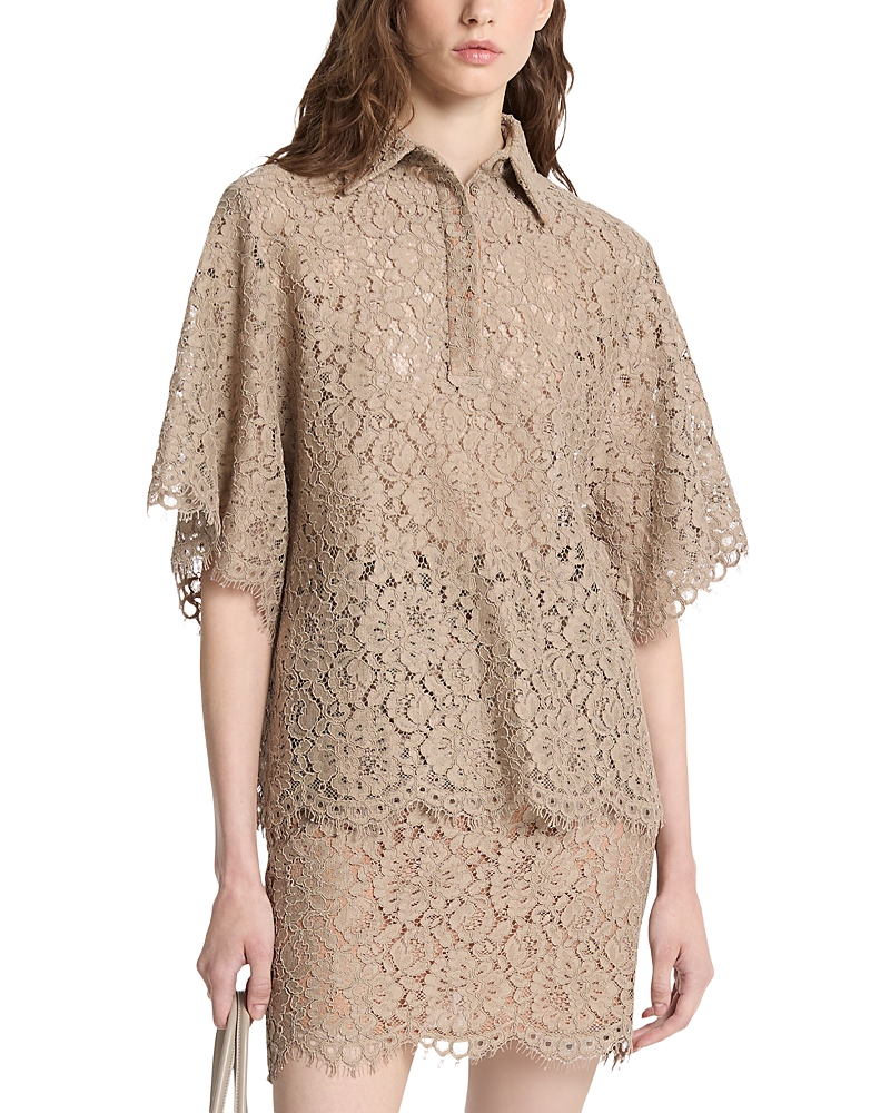 Michael Kors Collection Floral Lace Polo Shirt