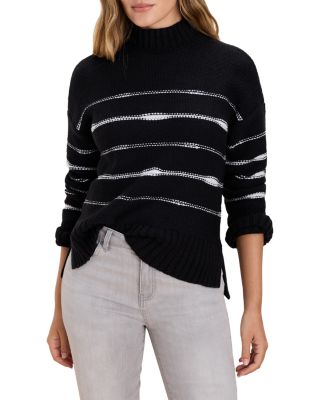 Nic+Zoe Stripe Right Cotton Blend Turtleneck Sweater