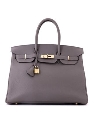Birkin 35 Handbag Grey Togo with Gold Hardware