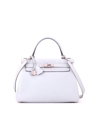 Kelly 28 Handbag Blue Clemence with Palladium Hardware