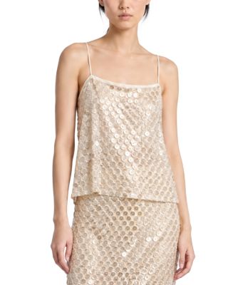 Hazel Pearlized Sequin Square Neck Top