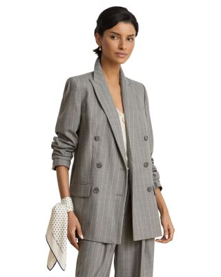 Twill Pinstripe Double Breasted Blazer