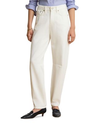 High Rise Barrel Jeans in White Wash