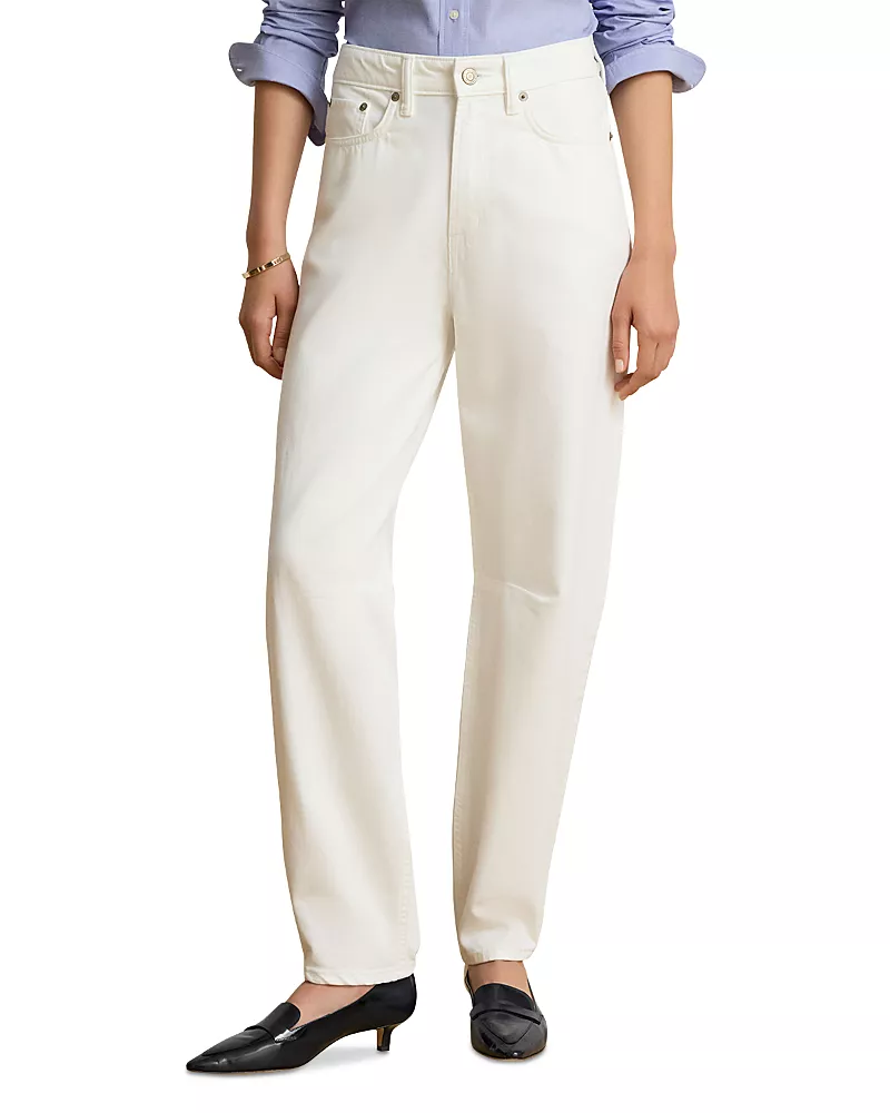 Lauren Ralph Lauren High Rise Barrel Jeans in White Wash