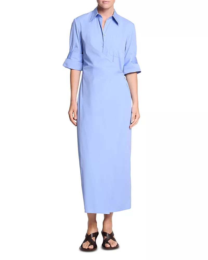 Twp New Earl Cotton Wrap Front Shirt Dress