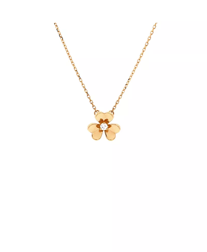 Pre-Owned Van Cleef & Arpels Mini Frivole Pendant Necklace 18K Gold and Diamond, 16