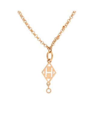  Gambade H Pendant Necklace 18K Rose Gold with Diamond, 16.5"