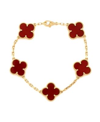Pre-Owned Van Cleef & Arpels Vintage Alhambra 5 Motifs Bracelet 18K Gold and Carnelian