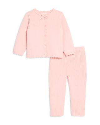 Girls' Scalloped Bow Cardigan & Pants Set - Baby