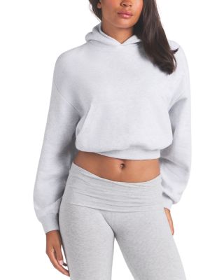Cropped Cotton Blend Logo Hoodie