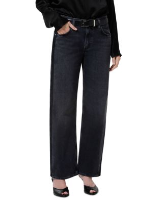 Lindz Tuxedo Stripe Low Rise Straight Jeans in Kuro