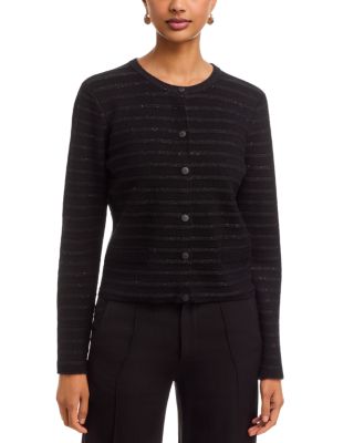 Hal Glitter Stripe Wool Blend Crewneck Cardigan