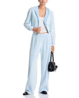 Embellished Cropped Zip Hoodie & Mid Rise Relaxed Cotton Blend Pants