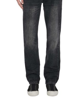 Cotton Blend Loose Fit Five Pocket Jeans in Washed Black