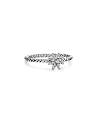Petite Starburst Ring in Sterling Silver with Diamonds, 7.2mm