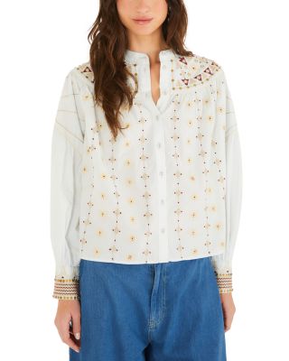 Cotton Embroidered Long Sleeve Blouse