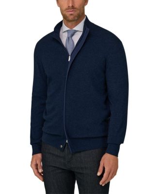 Boggi Milano Full-Zip Wool Cashmere Melange Roll Neck Jumper