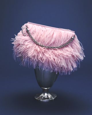 Callie Feather Trim Clutch - Exclusive