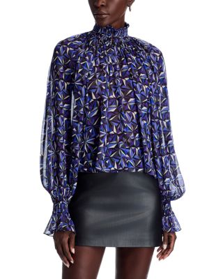Gisele High Neck Printed Silk Blouse
