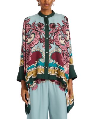 Foulard Silk Asymmetric Hem Shirt