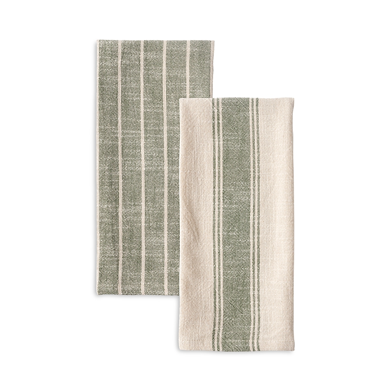 Kaf Home Kah Home Firenze Natural Washed Dish Towels, Set Of 2 In Olive