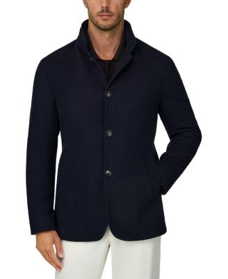 Boggi Milano Padded Wool Blend Melange Peacoat
