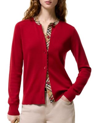  Check Trim Wool Cardigan