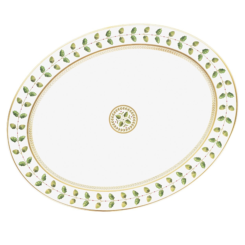 Bernardaud Constance Oval Platter, Large In Green/gold