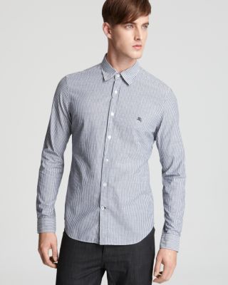 Burberry striped button popular down shirts