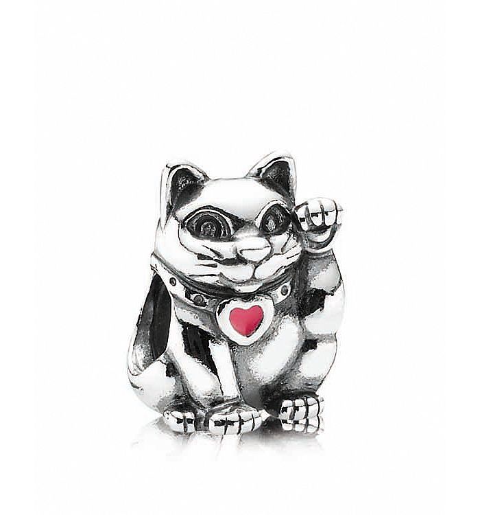 Pandora Moments Collection Sterling Silver & Enamel Lucky Cat Charm