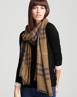 Burberry Giant Check Wool/Silk Gauze Scarf | Bloomingdale's