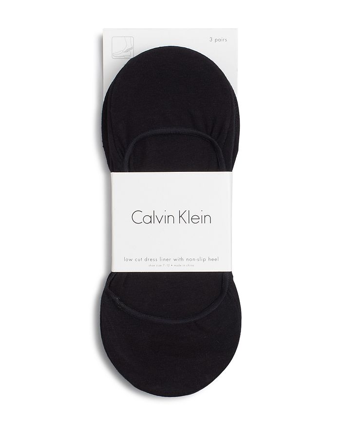 Shop Calvin Klein No Show Liner Socks, Pack Of 3 In Black