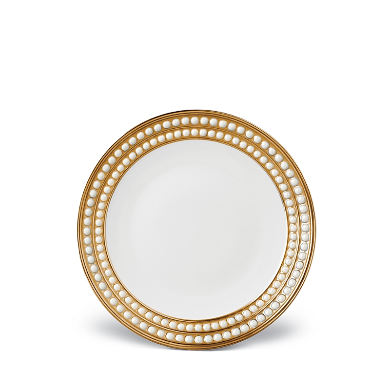 L'objet Perlee Gold Dessert Plate In Gold And White
