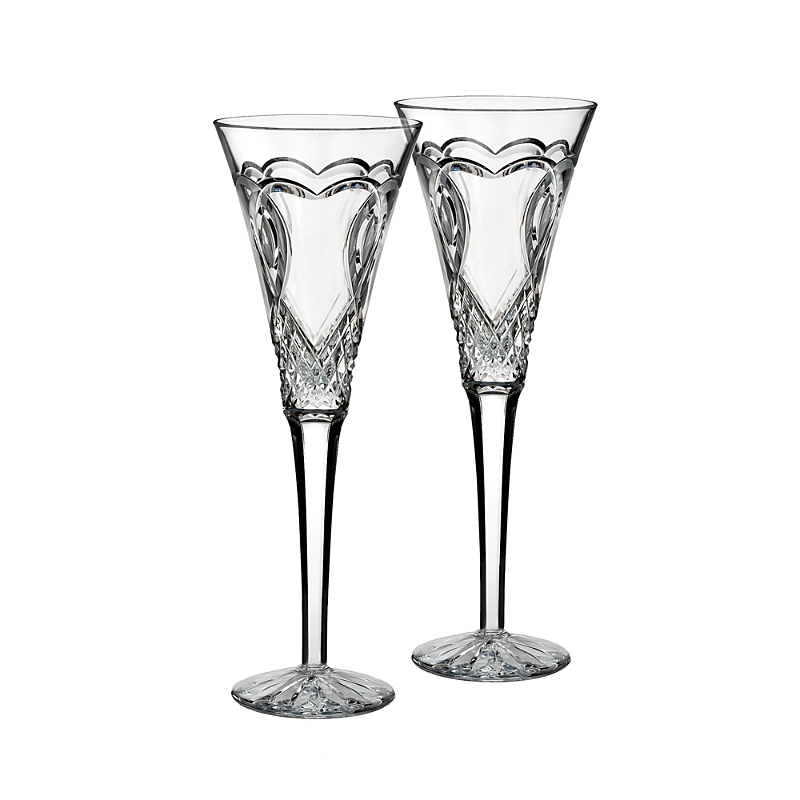 WATERFORD WEDDING TOASTING FLUTES, SET OF 2
