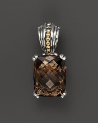 LAGOS - LAGOS 18K Green Gold and Sterling Silver Prism Smoky Quartz Pendant