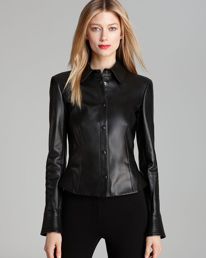 Armani Leather Jacket - Collared Flare | Bloomingdale's