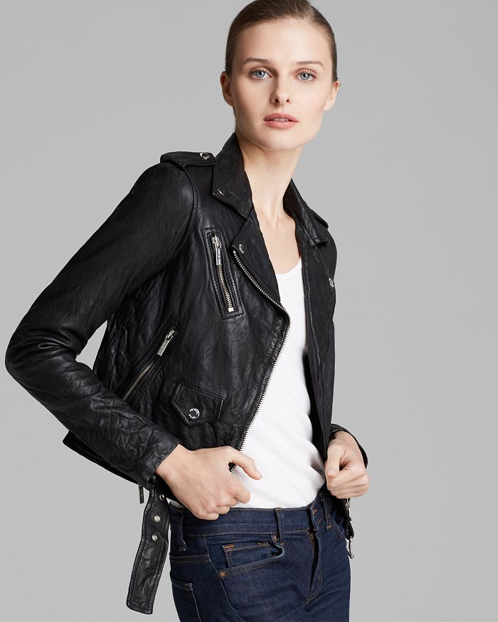 Michael kors cropped leather jacket outlet