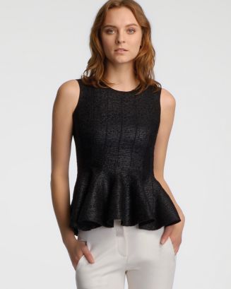 HALSTON HERITAGE HALSTON Sleeveless Round Neck Peplum Top | Bloomingdale's