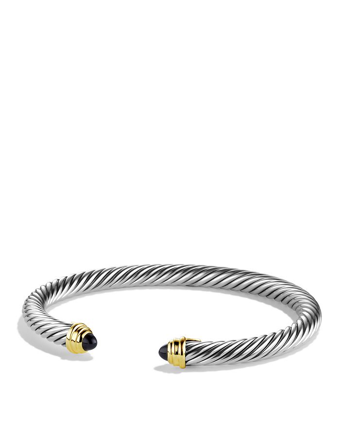 Shop David Yurman Cable Classics Bracelet With Black Onyx And 14k Gold, 5mm