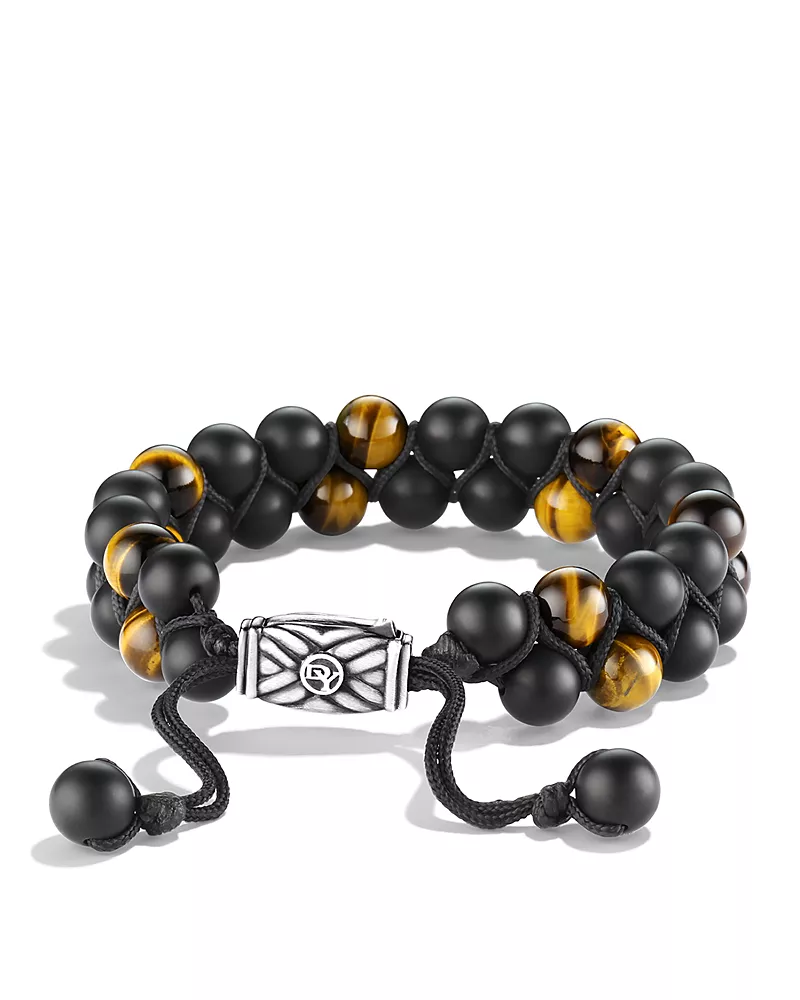 David Yurman Men's Spiritual Beads Two-Row Bracelet with Black Onyx & Tiger's Eye
