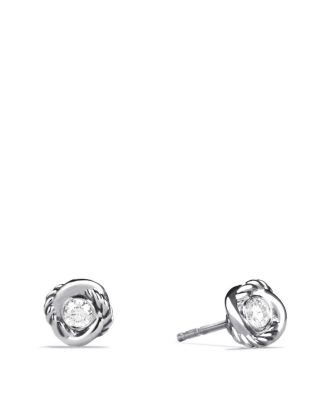 David Yurman - Infinity Stud Earrings in Sterling Silver with Diamonds, 6.8mm