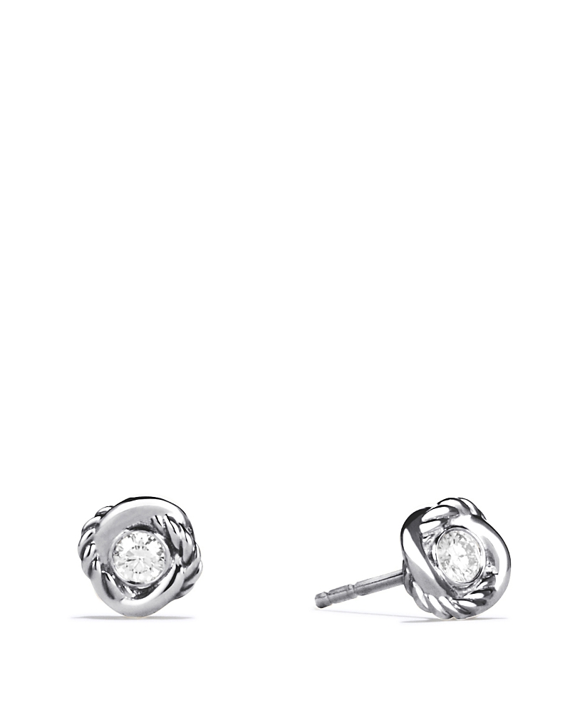 Infinity Stud Earrings in Sterling Silver with Diamonds, 6.8mm